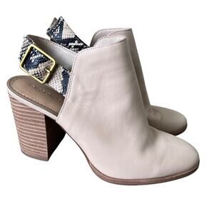 Gibson Latimer COW LEATHER Slingback Heeled Boots Size 8.5 M Beige Neutral